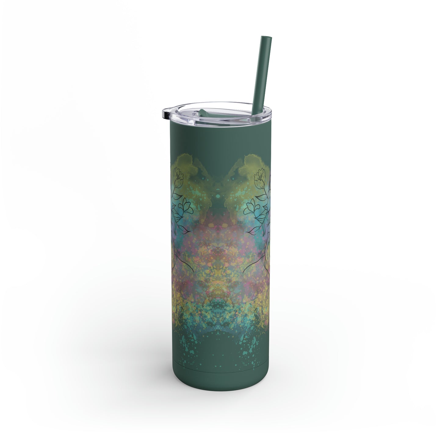 Maars Maker Skinny Matte Tumbler, 20oz, Flower design, Line Art