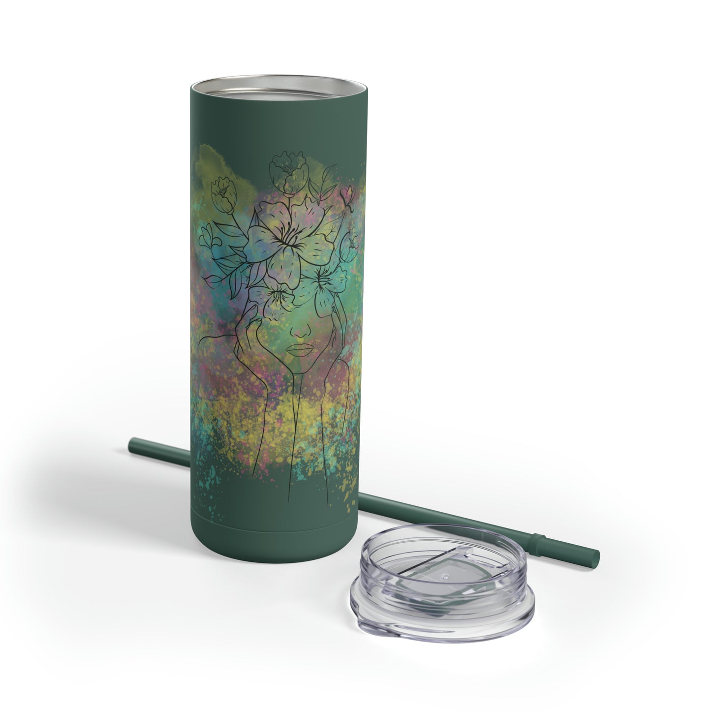 Maars Maker Skinny Matte Tumbler, 20oz, Flower design, Line Art