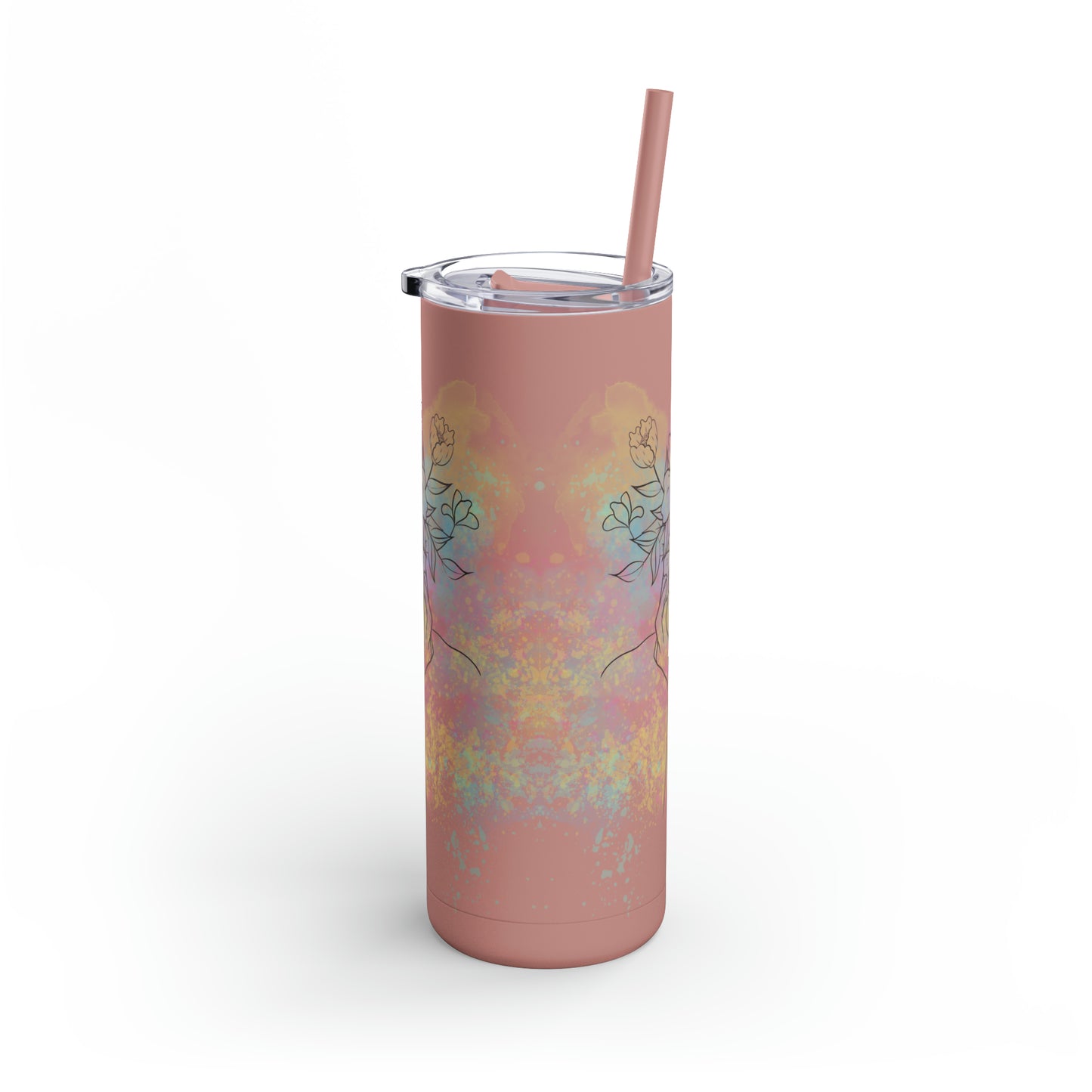 Maars Maker Skinny Matte Tumbler, 20oz, Flower design, Line Art