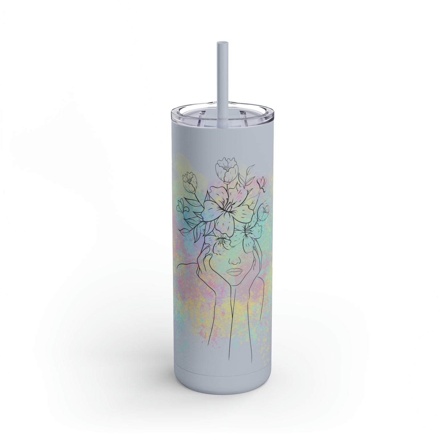 Maars Maker Skinny Matte Tumbler, 20oz, Flower design, Line Art