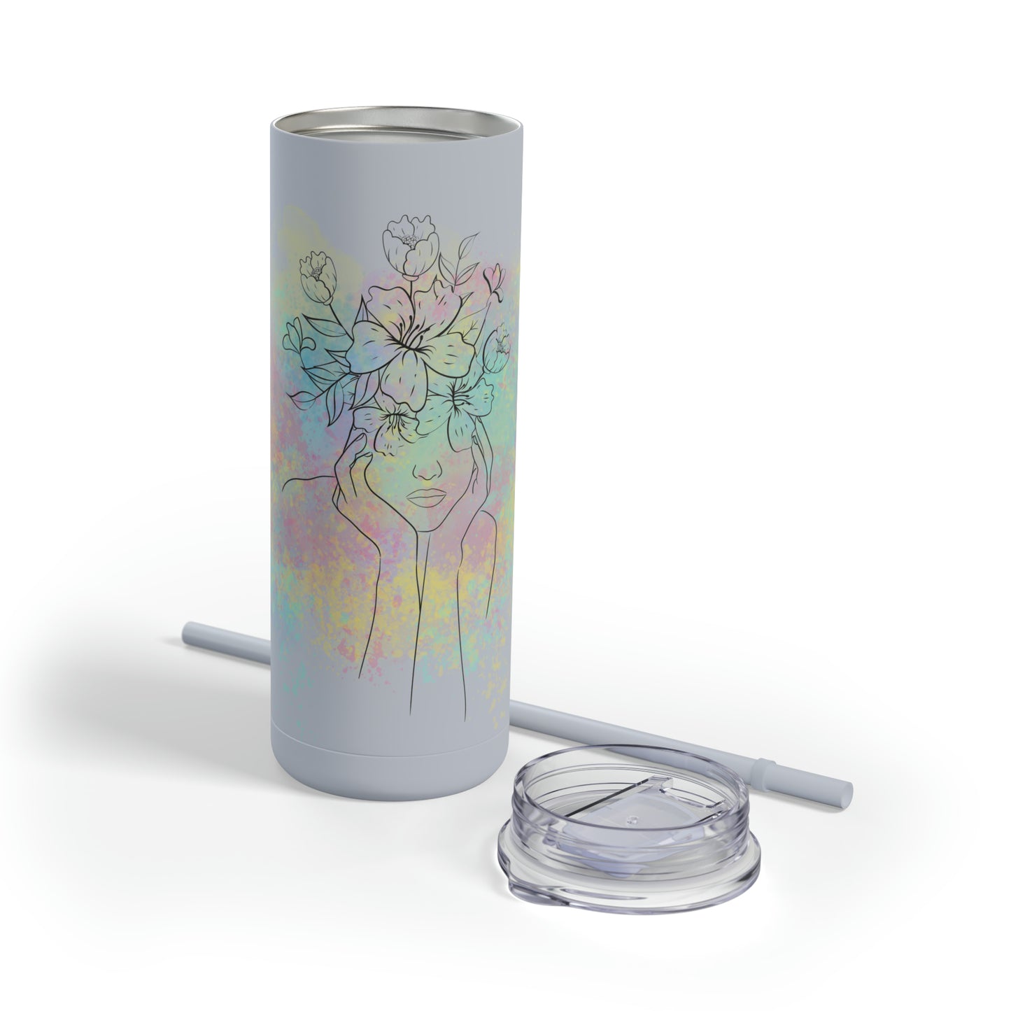 Maars Maker Skinny Matte Tumbler, 20oz, Flower design, Line Art