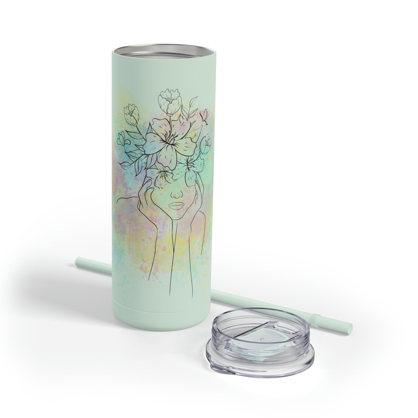 Maars Maker Skinny Matte Tumbler, 20oz, Flower design, Line Art