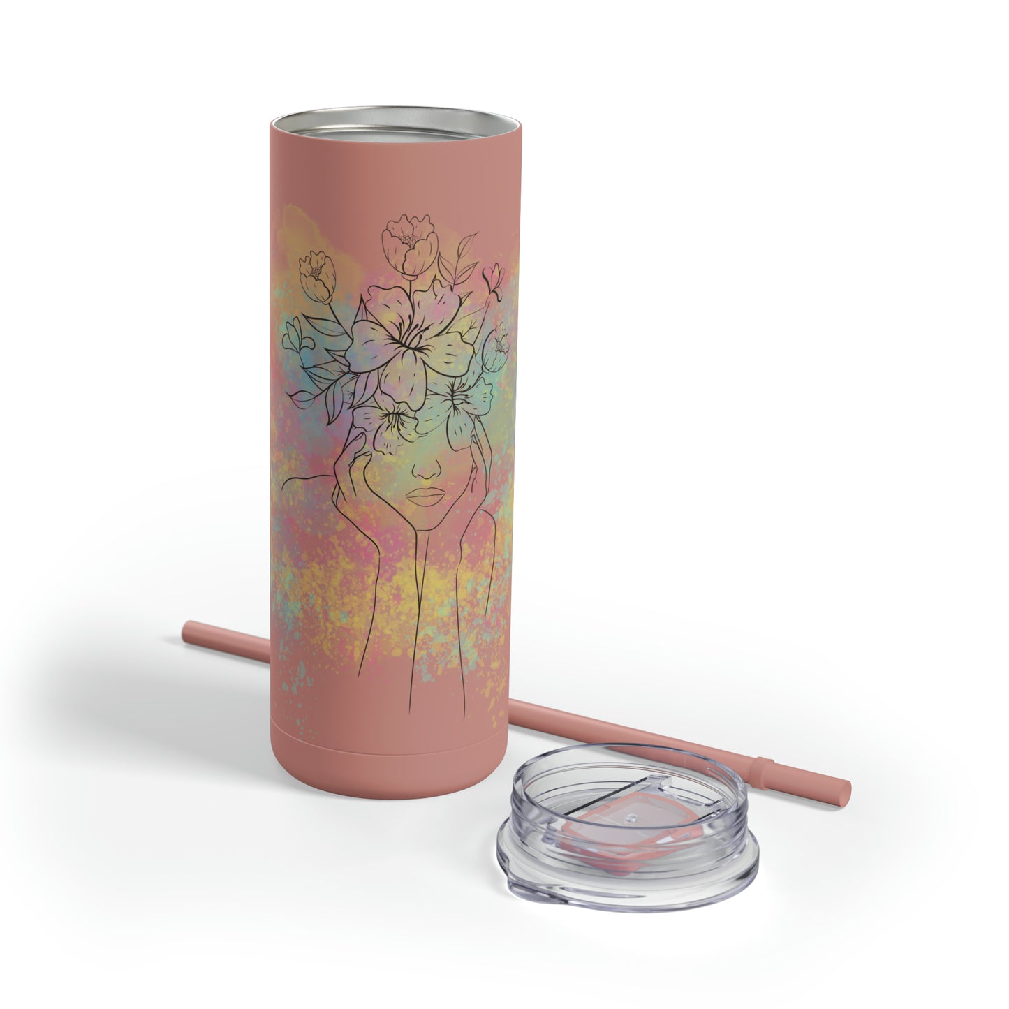 Maars Maker Skinny Matte Tumbler, 20oz, Flower design, Line Art