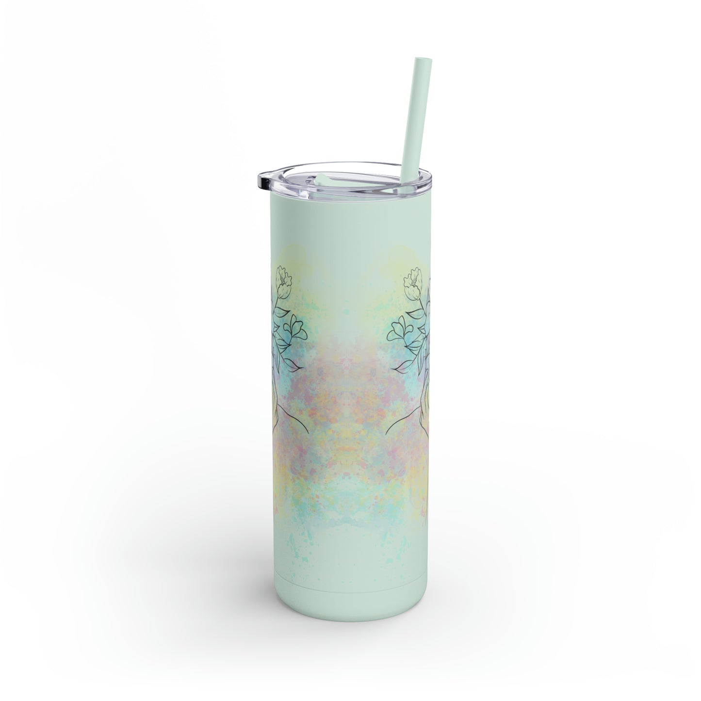 Maars Maker Skinny Matte Tumbler, 20oz, Flower design, Line Art