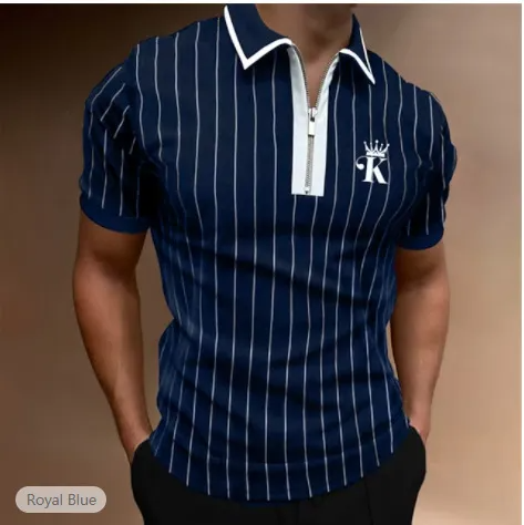 Stripe Short-Sleeved Polo Shirt