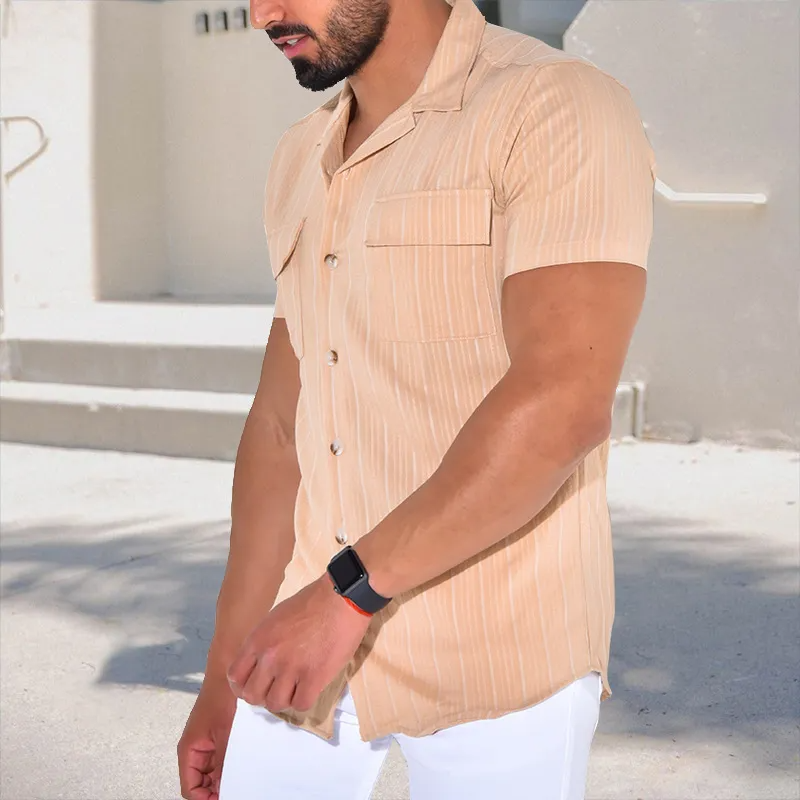 Solid Color Lapel Short Sleeve Loose Shirt