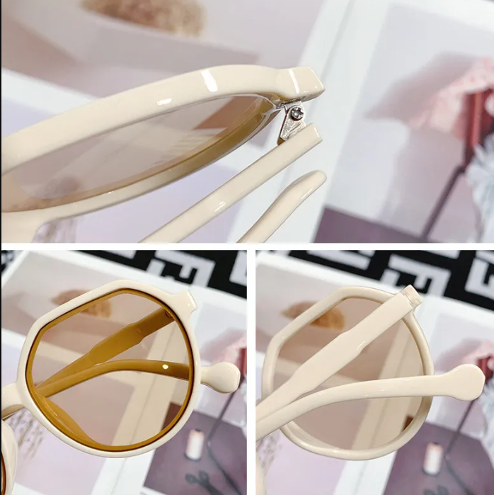 Vintage Small Round Frame White Sunglasses