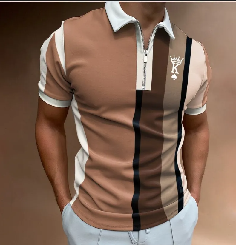 Lapel Short Sleeve Large Size Loose Printed Polo Shirt