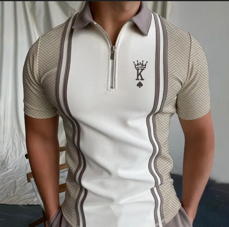 Lapel Short Sleeve Large Size Loose Printed Polo Shirt