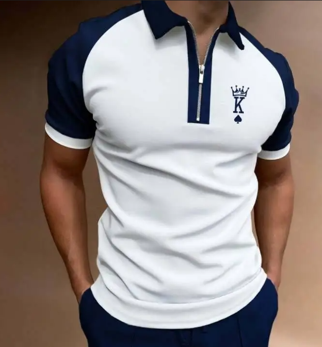 Lapel Short Sleeve Large Size Loose Printed Polo Shirt