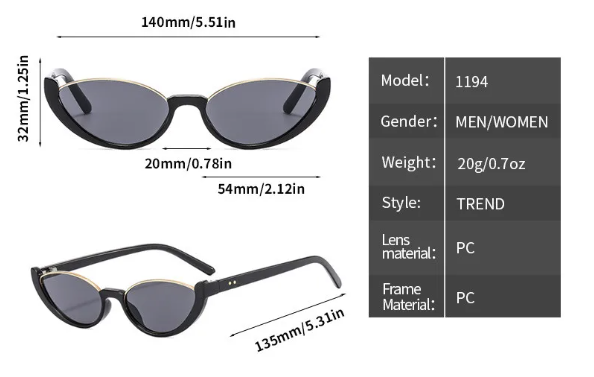 Avant-Garde Cat Eye PC Frame Sunglasses