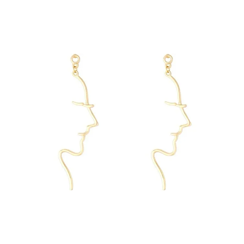 Vintage Exaggerated Abstract Lineart Face Earrings