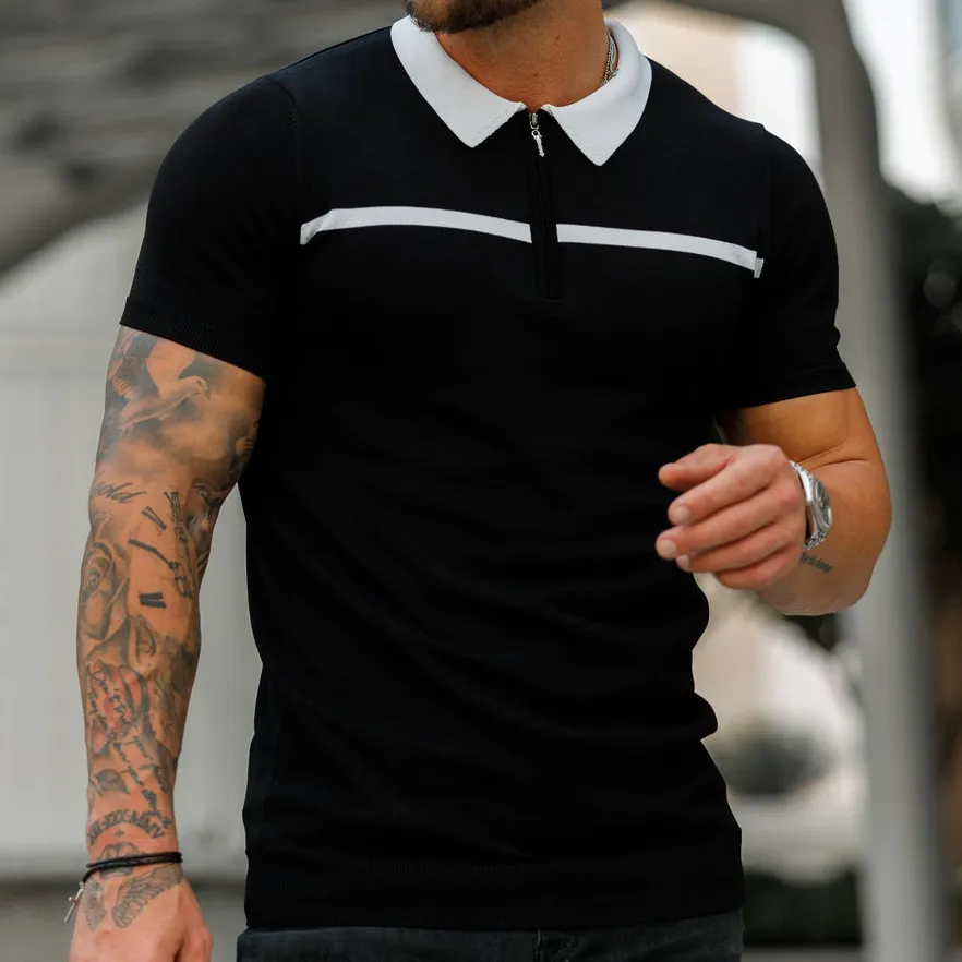 Versatile Solid Color Short Sleeve Lapel Zipper Shirt