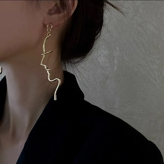 Vintage Exaggerated Abstract Lineart Face Earrings