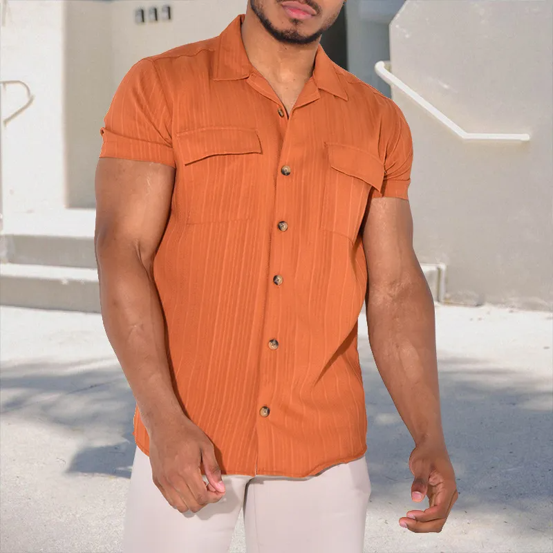 Solid Color Lapel Short Sleeve Loose Shirt