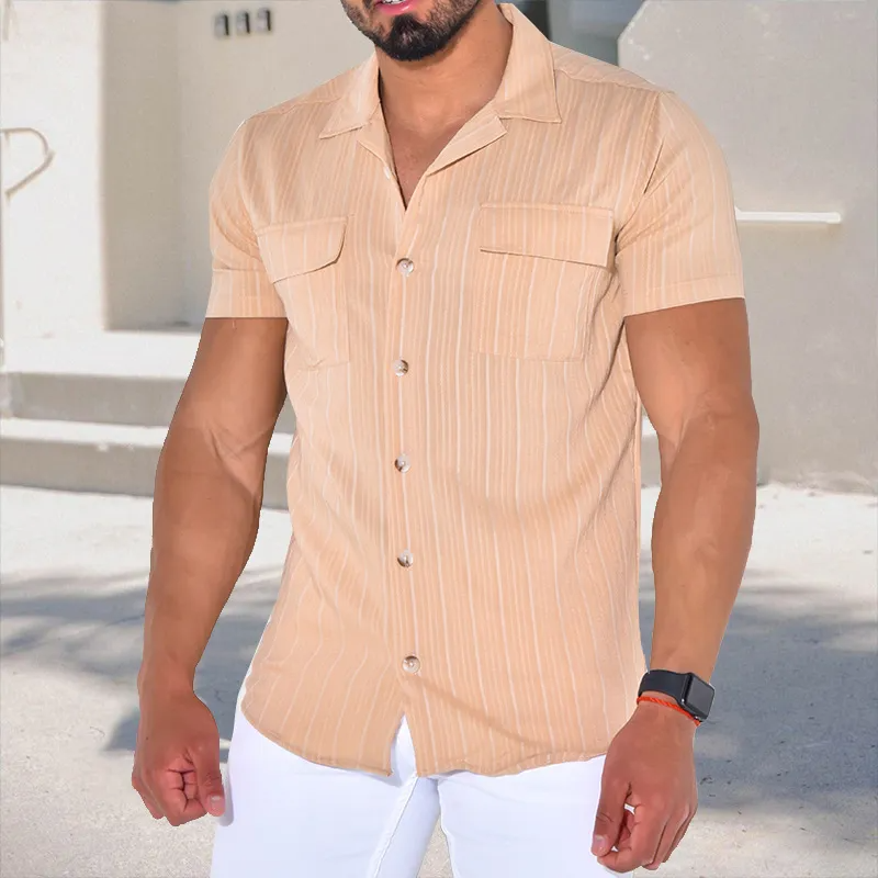 Solid Color Lapel Short Sleeve Loose Shirt