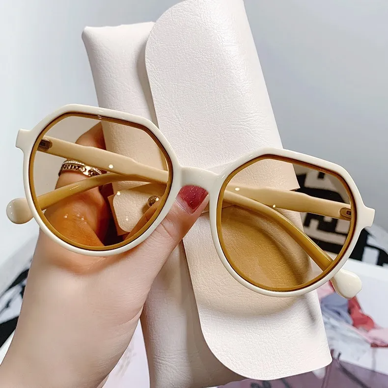 Vintage Small Round Frame White Sunglasses