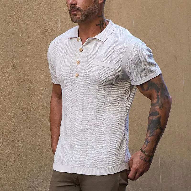 Solid Color Short Sleeve Lapel Polo Shirt