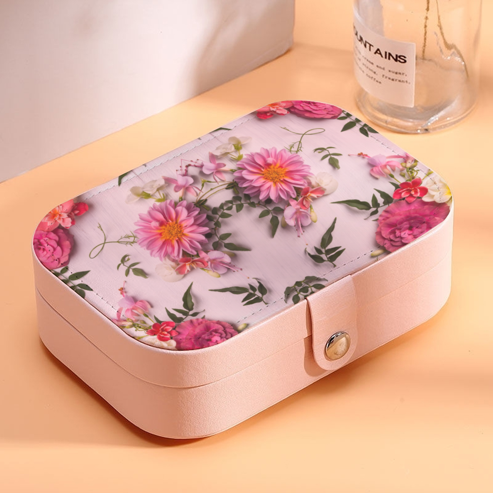 Pink PU Cuboid Jewelry Box