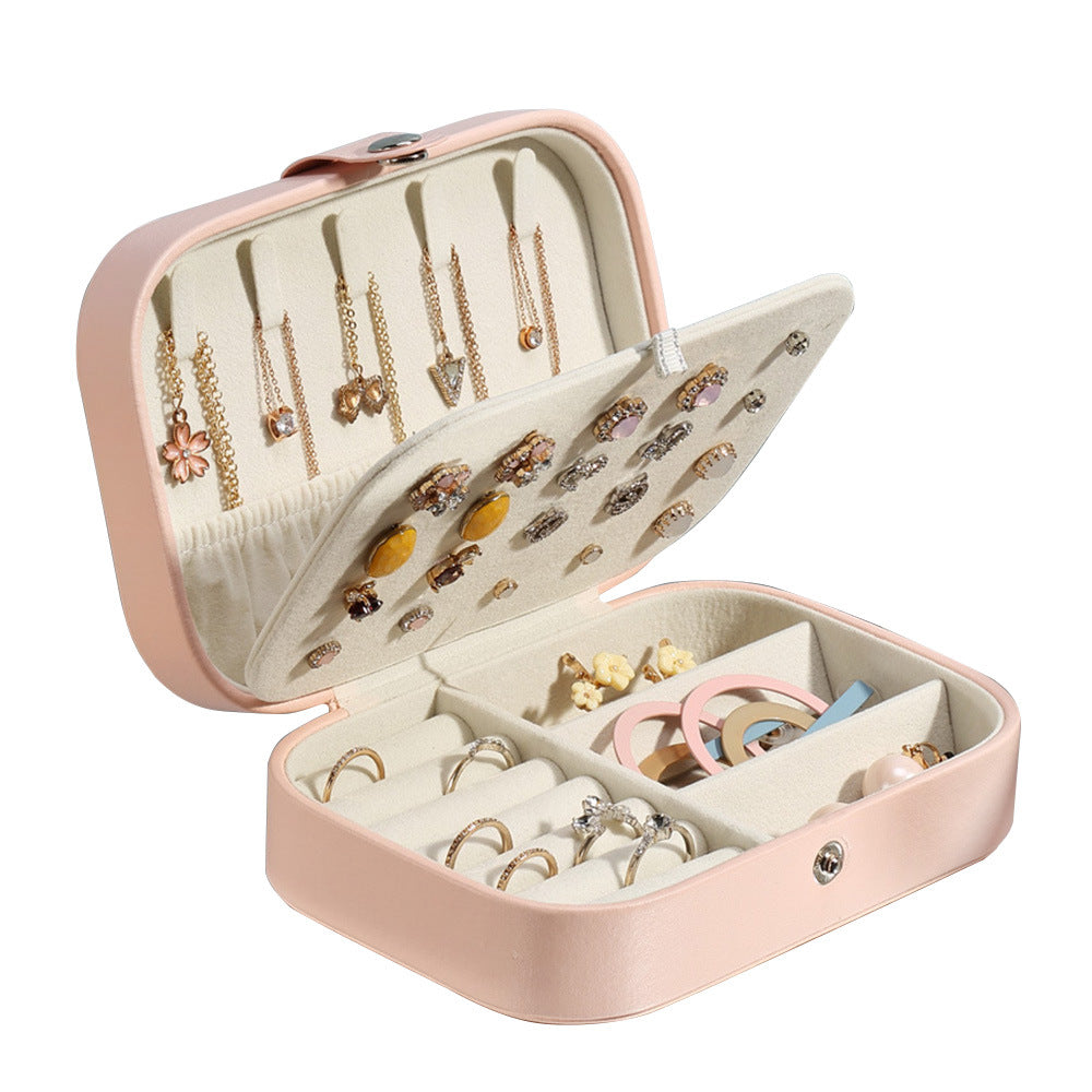 Pink PU Cuboid Jewelry Box